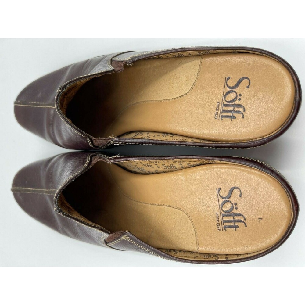 Sofft Women's Brown Leather Slide Comfort Heel Mules Size 9M EUC - Picture 3 of 6